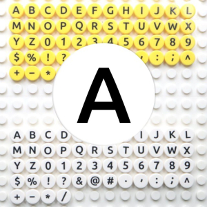 Tile - Letter - 1x1 Round - Black on White - A Tile - Letter - 1x1 Round - Black on White - A